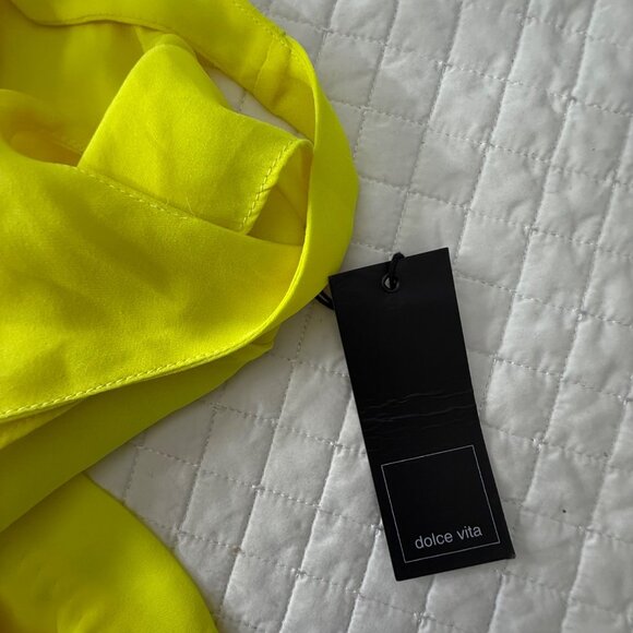 Dolce Vita Yellow Sleeveless Dress Size M Polyester Lace-Up Back - Picture 5 of 9